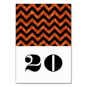 Orange Chevron Glitter Table Card