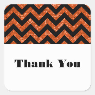 Orange Chevron Glitter Thank You Stickers