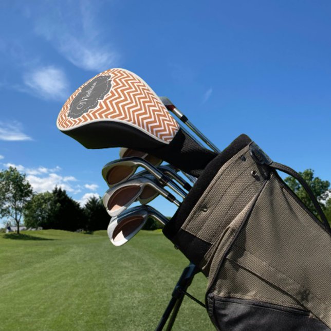 Orange Chevron Personalised Golf Head Cover (Orange Chevron Personalized Golf Head Cover)
