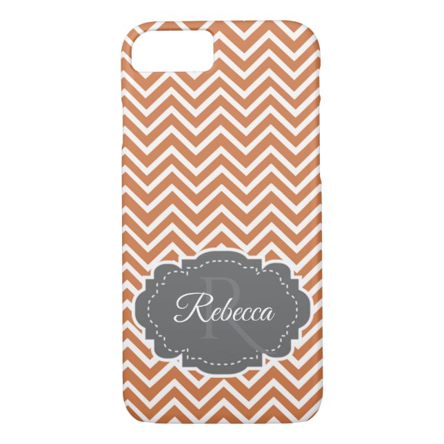 Orange Chevron Personalised iPhone Case (Back)