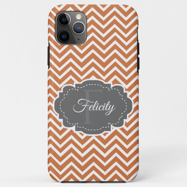 Orange Chevron Personalised iPhone Case (Back)
