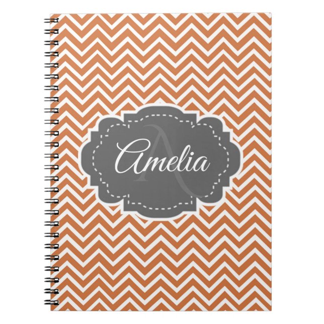 Orange Chevron Personalised Notebook (Front)