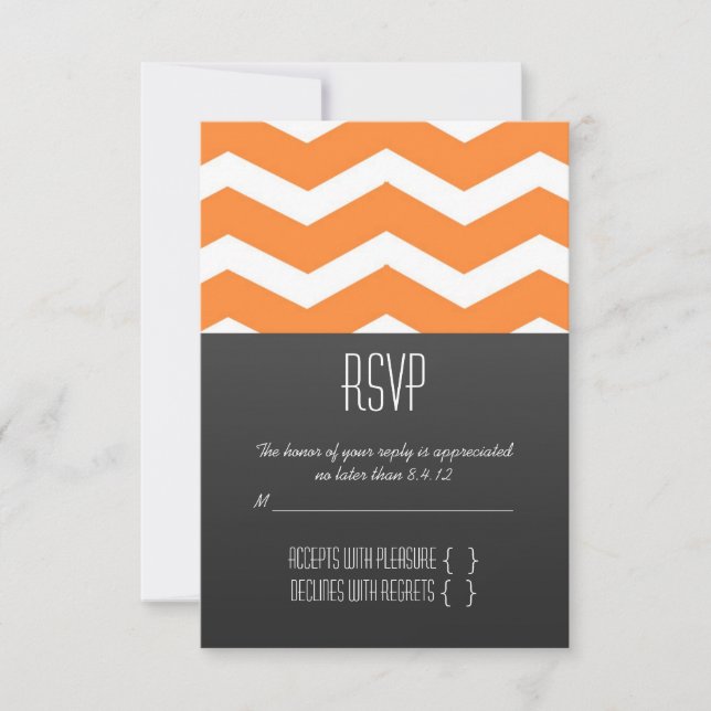 Orange Chevron RSVP Card (Front)