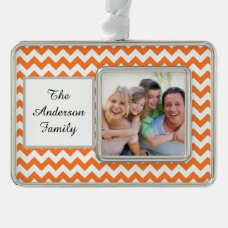 Orange Chevron Silver Plated Framed Ornament