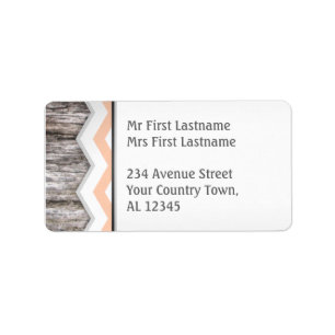 Orange Chevron & Wood Rustic Address Labels