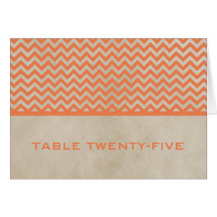 Orange Chic Chevron Table Number Card