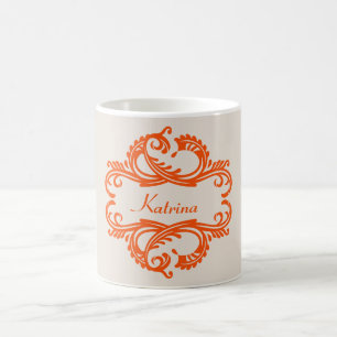 Orange Chic Damask Mug