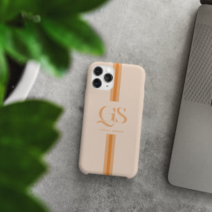 Orange   Chic Stripes Monogram  iPhone 15 Pro Max Case