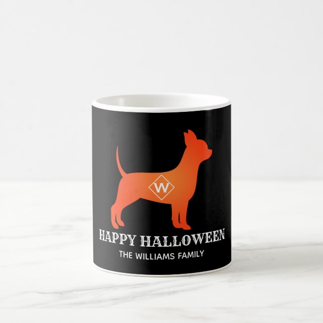 Orange Chihuahua Happy Halloween Family Name Coffee Mug (Center)