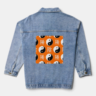 Orange Chinese Yin Yang Pattern Denim Jacket