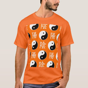 Orange Chinese Yin Yang Pattern T-Shirt
