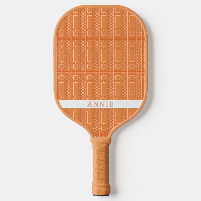 Orange Chinoisserie Personalised Pickleball Paddle (Front)
