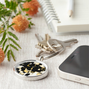 Orange Chocolate Cake, geometric graphic Key Ring