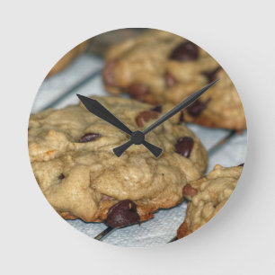 Orange Chocolate Chip Cookies Round Clock