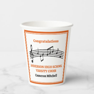 Orange Choir Custom High School Party Paper Cups