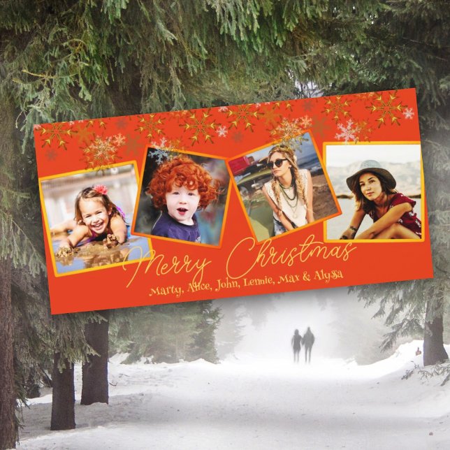 Orange Christmas Snowflakes Multi-photo cards (Creator Uploaded)