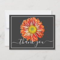 Orange Chrysanthemum Grey Background Thank You