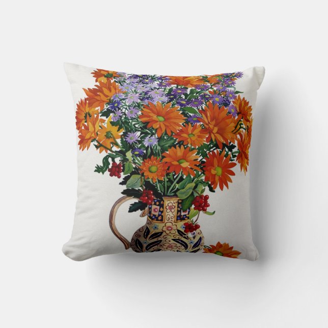 Orange Chrysanthemums Cushion (Front)
