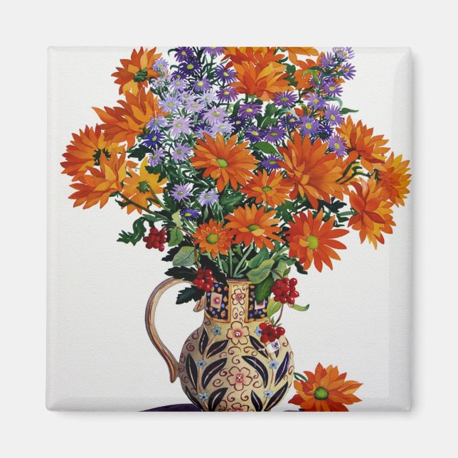 Orange Chrysanthemums Magnet (Front)