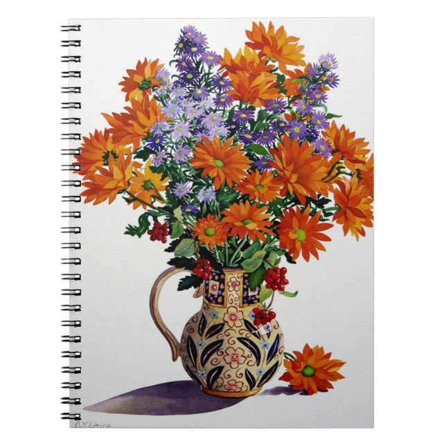 Orange Chrysanthemums Spiral Notebook (Front)