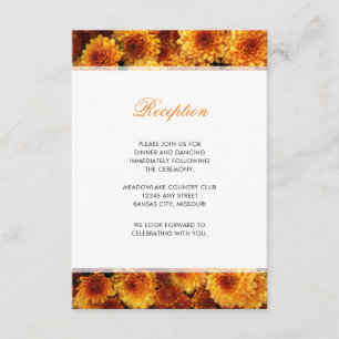 Orange Chrysanthemums Wedding Reception Enclosure Card