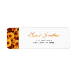 Orange Chrysanthemums Wedding Return Address