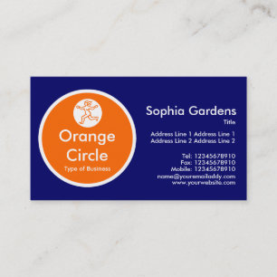 Orange Circle - Dark Blue Business Card