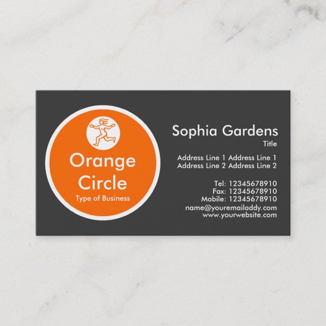 Orange Circle - Dark Grey Business Card (Front)