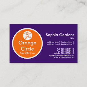 Orange Circle - Dark Purple Business Card
