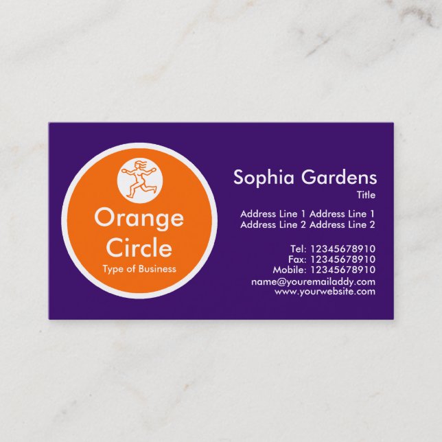 Orange Circle - Dark Purple Business Card (Front)