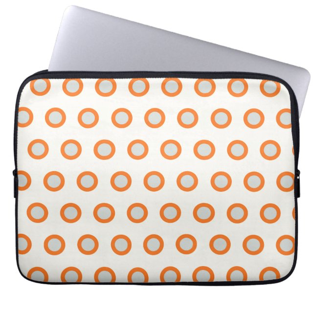 Orange Circle Dot Retro Design Laptop Sleeve (Front)