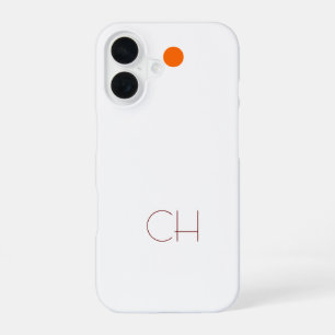 Orange Circle White Monogram iPhone 16 Case