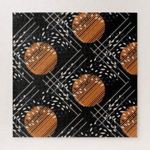 Orange Circles Abstract Vintage Pattern Jigsaw Puzzle