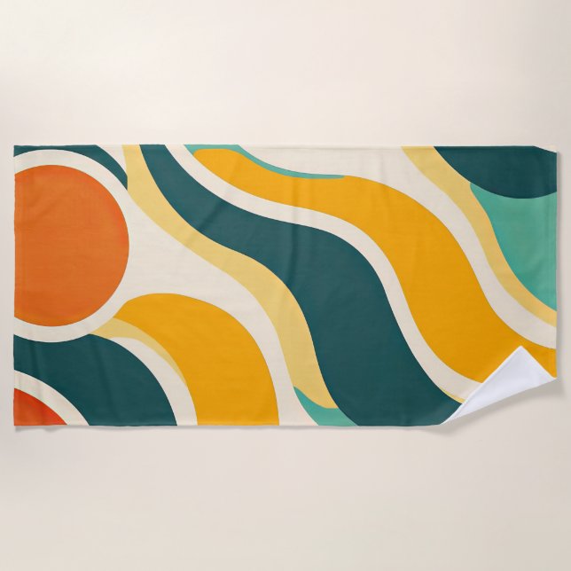 Orange Circles and Colour Streams Beach Towel (Front)