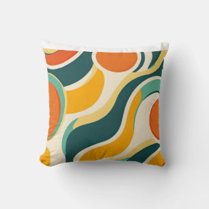 Orange Circles and Colour Streams Cushion