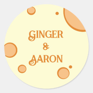 Orange Circles Groovy Retro Wedding Classic Round Sticker