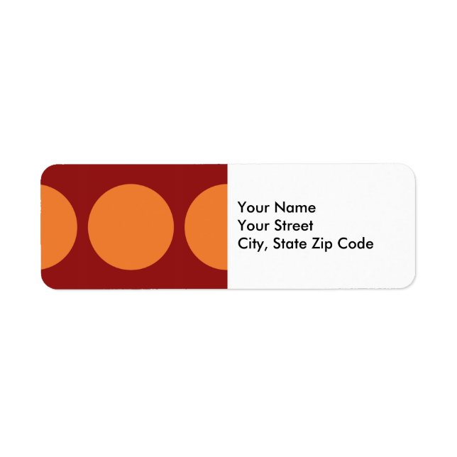Orange Circles on Red return address label (Front)