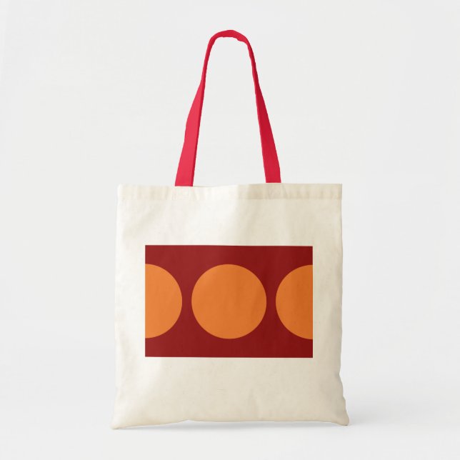 Orange Circles on Red Tote Bag (Front)