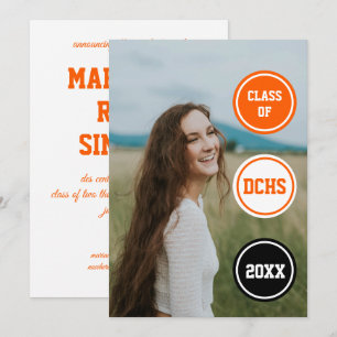 Orange Circles Photo Graduation Invitation