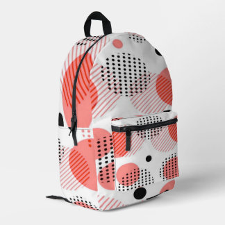 Orange Circles with Black Polka Dots pattern Printed Backpack