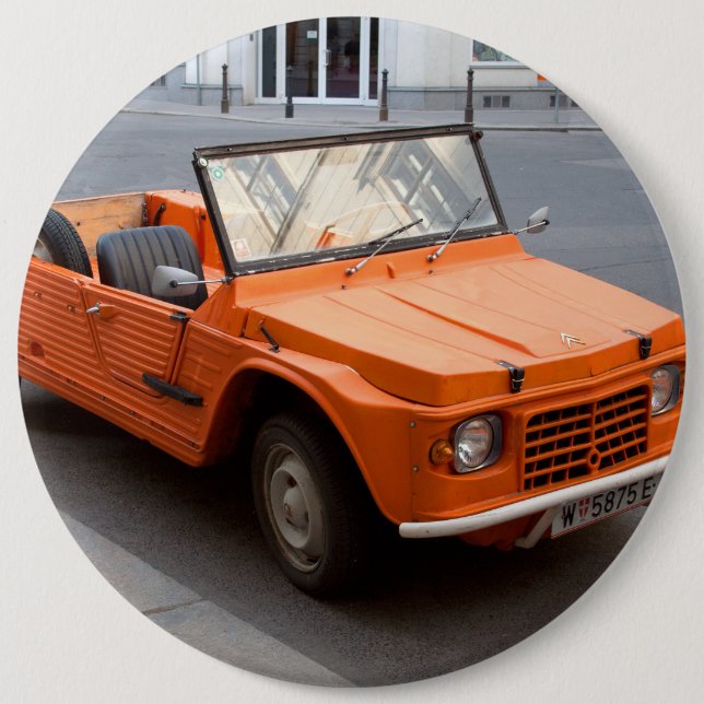 Orange Citroen Mehari 6 Cm Round Badge (Front)