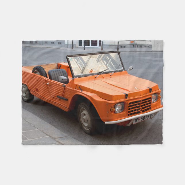 Orange Citroen Mehari Fleece Blanket (Front (Horizontal))