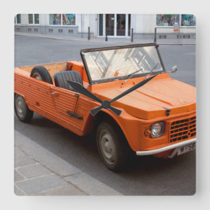 Orange Citroen Mehari Square Wall Clock
