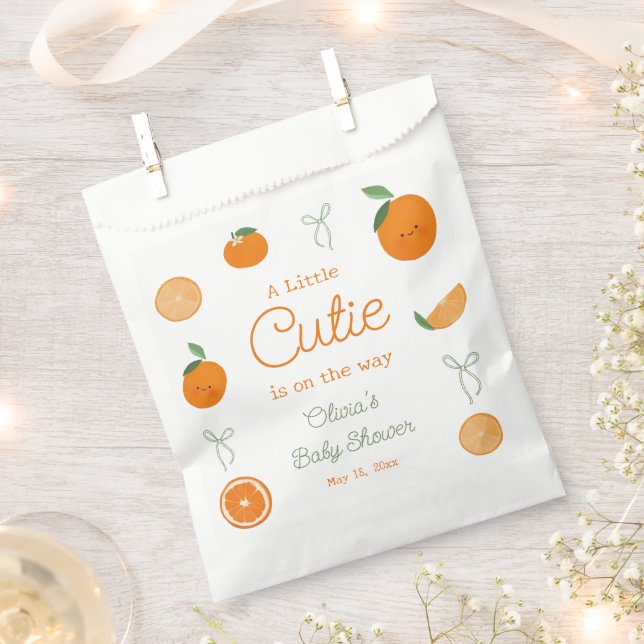 Orange Citrus A Little Cutie Baby Shower  Favour Bags (Clipped)