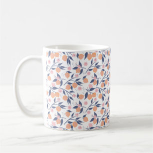 Orange citrus and blue leaves pattern Mug