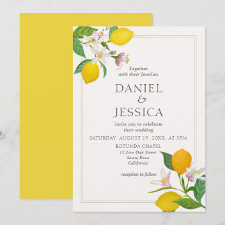 Orange citrus blossom watercolor botanical invitation