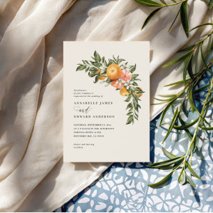 Orange citrus blossom watercolor botanical wedding