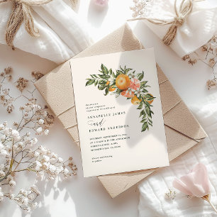 Orange citrus blossom watercolor botanical wedding