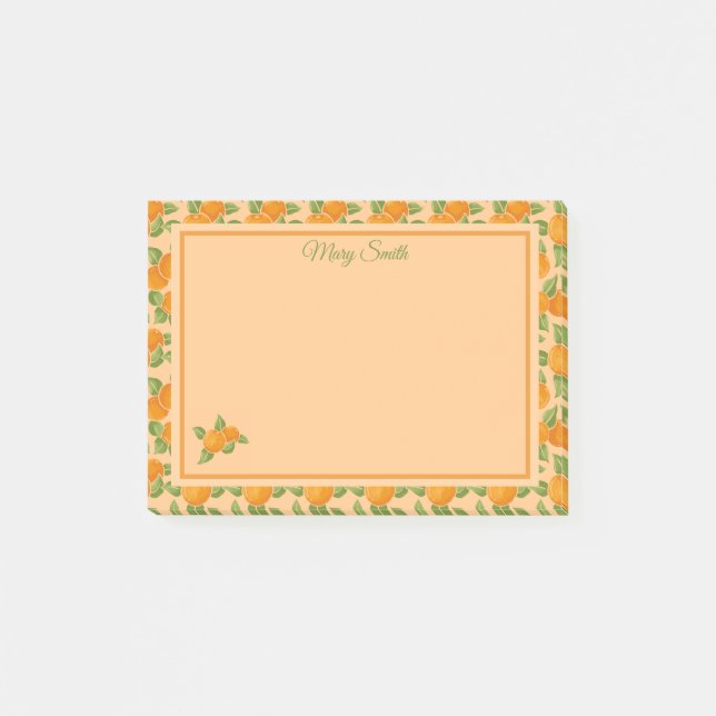 Orange Citrus Border Botanical Design Post-it Notes (Front)
