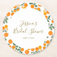 Orange Citrus Border Script Name Bridal Shower